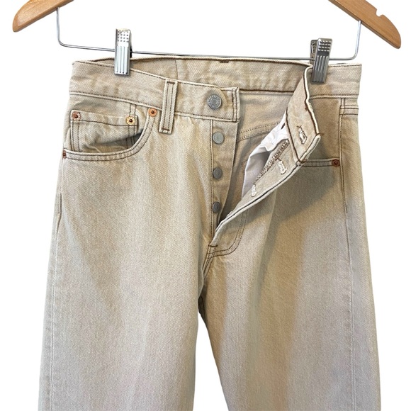 Levi's 501 Jeans 90s Vintage Tan Beige Khaki Made in USA Size 28/32 - Picture 4 of 9